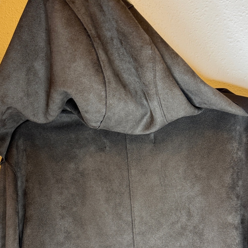 Zara Basic Faux Suede Dark Brown Women's Cape Coat with‎ Hood - Small - Picture 11 of 15